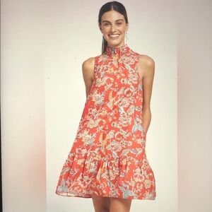 Tyler Boe Poppy Poplin Chinoiserie Floral Mini Dress Size L